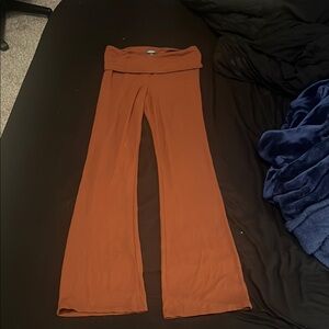 Rust Orange Foldover Flared Pants